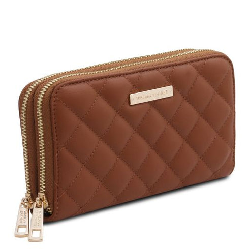 Ada - Double zip around soft leather wallet